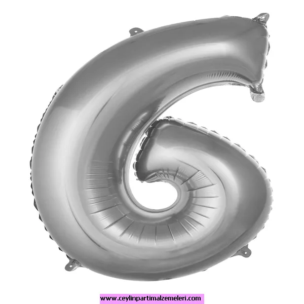 6 Rakam Gümüş Folyo Balon